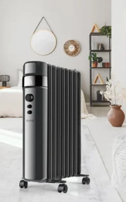 Radiateur électrique bain d'huile mobile 1500W noir