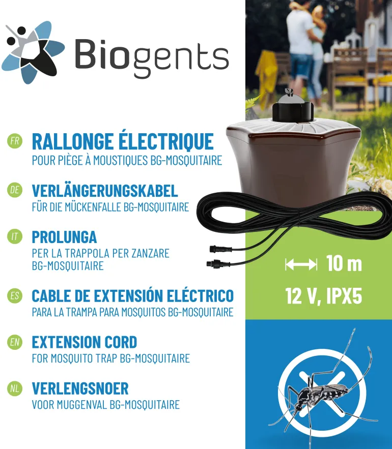 Rallonge électrique 12V 10m pour piège BG-Mosquitaire