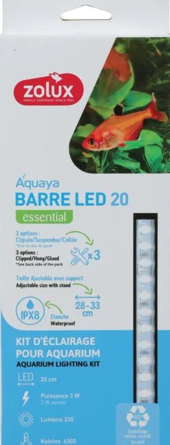 Rampe éclairage pour aquarium barre LED 20 cm ZOLUX