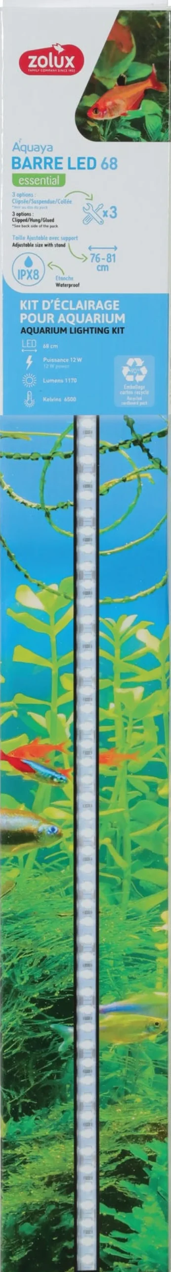 Rampe éclairage pour aquarium barre LED 68 cm ZOLUX