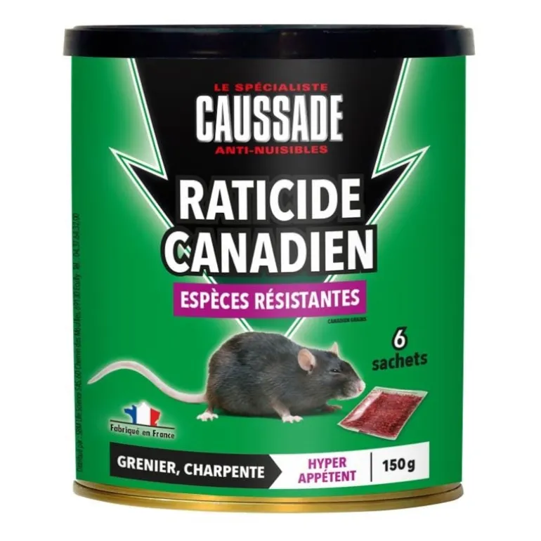 Raticide canadien pour espèces résistantes 150g (6 sachets)