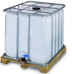 Récupérateur d'eau de pluie translucide 1000L palette bois