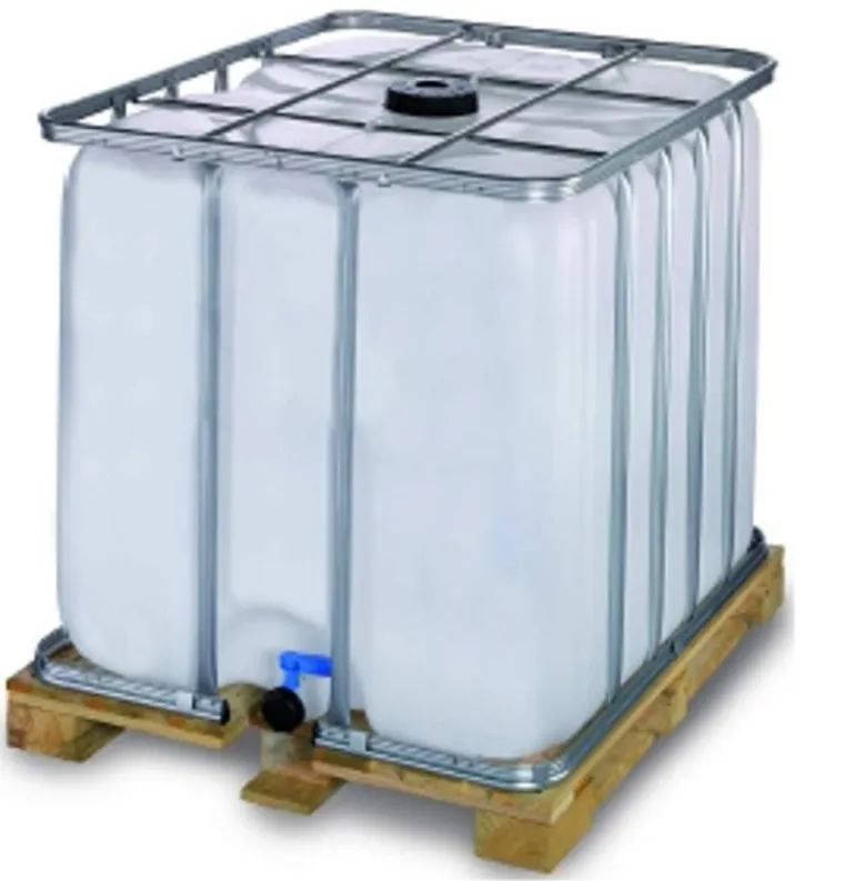Récupérateur d'eau de pluie translucide 1000L palette bois