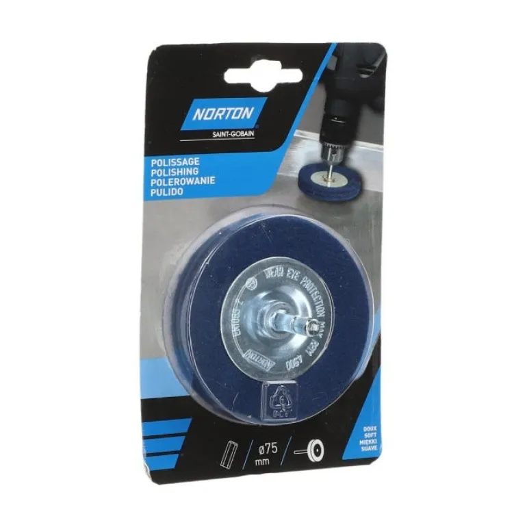Roue de polissage Ø75 pour perceuse, feutrine/ acier NORTON