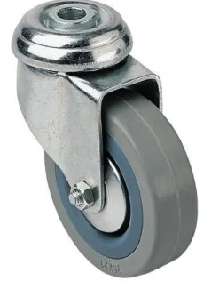 Roulette à oeil pivotante caoutchouc gris Ø50mm, charge 40kg