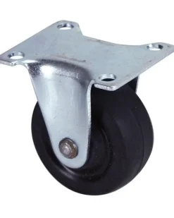 Roulette éco fixe caoutchouc noir Ø40mm, charge 20kg
