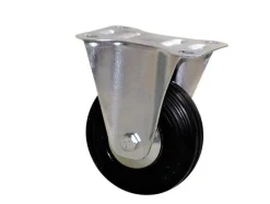 Roulette fixe caoutchouc noir Ø100mm, charge 100kg