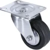 Roulette manut pivotante caoutchouc noir Ø80mm charge 80kg