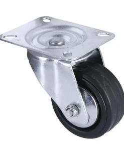 Roulette manut pivotante caoutchouc noir Ø80mm charge 80kg