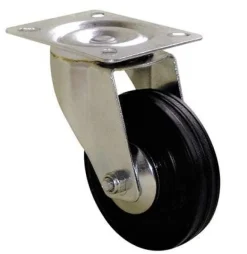 Roulette pivotante caoutchouc noir Ø100mm charge 100kg -CIME