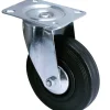 Roulette pivotante caoutchouc noir Ø125mm, charge 125kg