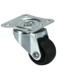 Roulette éco pivotante polypro noir Ø30mm charge 16kg