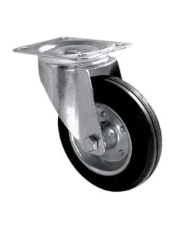 Roulette pivotante caoutchouc noir Ø160mm, charge 175kg