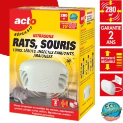 Répulsif ultrasons rongeurs/insectes rampants/araignées