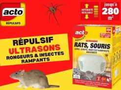 Répulsif ultrasons rongeurs/insectes rampants/araignées