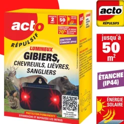 Répulsif lumineux solaire gibier 50m2 ACTO