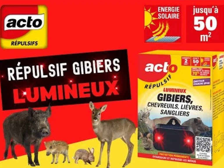 Répulsif lumineux solaire gibier 50m2 ACTO