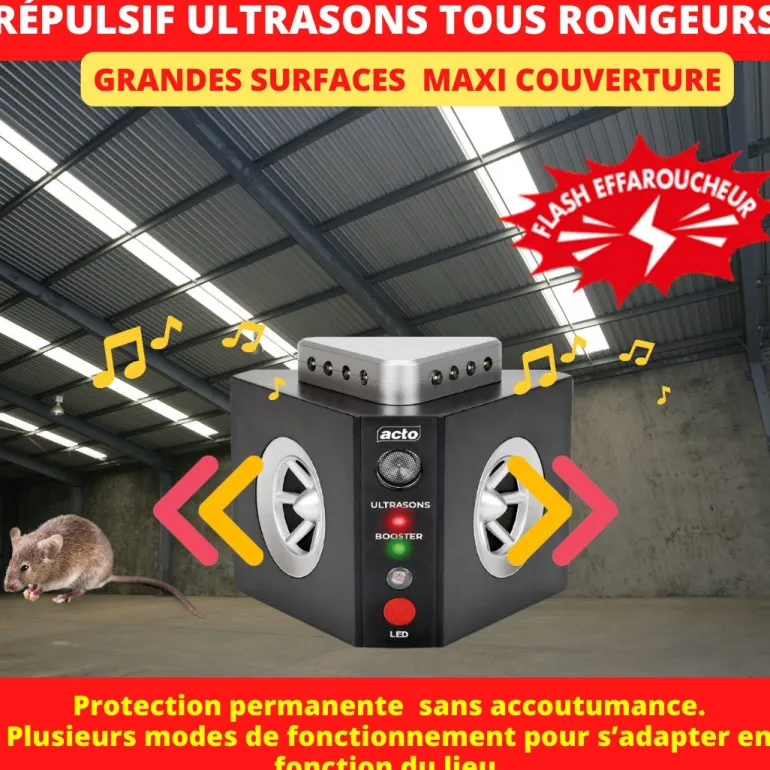 Répulsif à ultrasons 3 en 1 sur secteur contre les rongeurs