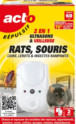 Répulsif ultrasons rats - souris - insectes rampants