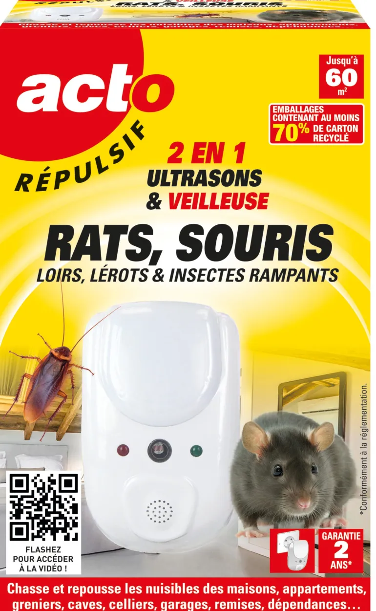 Répulsif ultrasons rats - souris - insectes rampants