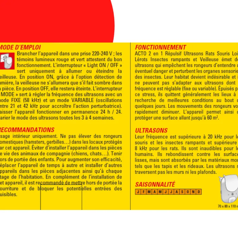 Répulsif ultrasons rats - souris - insectes rampants