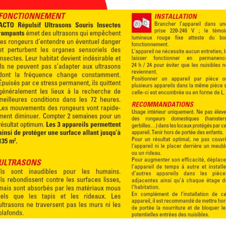 Répulsif à ultrasons souris et insectes rampants (x3)