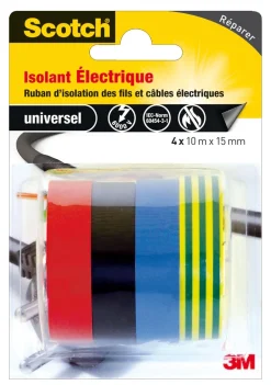 Ruban adhésif isolant électrique 4 couleurs 10mx15mm