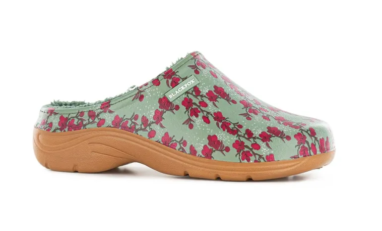 Sabots Dési vert motif floral BLACKFOX