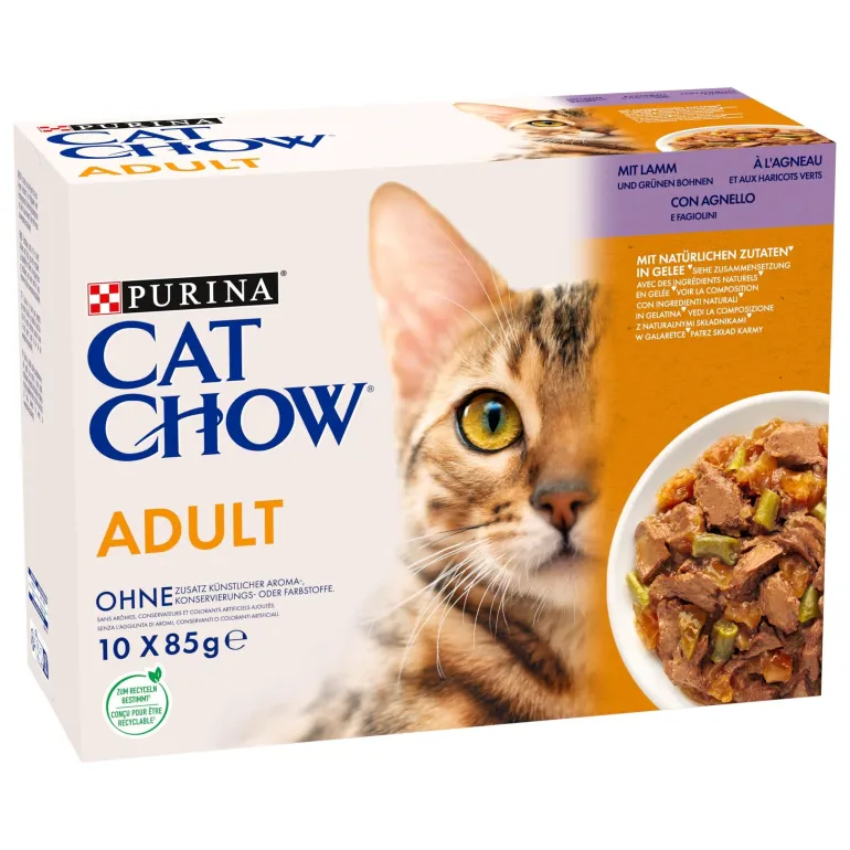 Sachet pour chat adulte Agneau/Haricots verts 10x85g