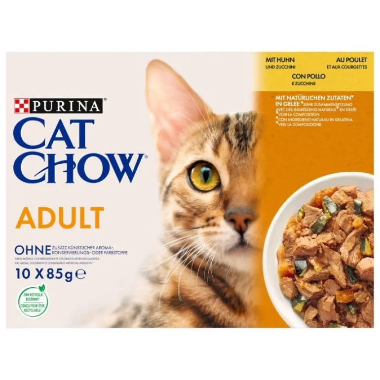 Sachet pour chat adulte Poulet/Courgettes 10x85g
