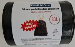 Sac poubelle 30L coulissant EMBAL ECO x80 sacs