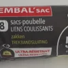 Sac poubelle 50L coulissant ultra résistant 8 sacs