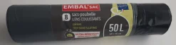 Sac poubelle 50L coulissant ultra résistant 8 sacs