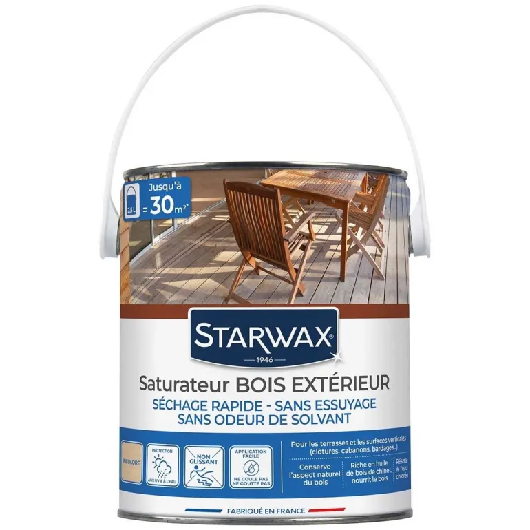 Saturateur bois extérieur incolore 2,5L STARWAX