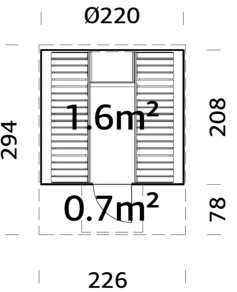Sauna en bois blanc Anita 1,60+0,70 m² 6 Pers.