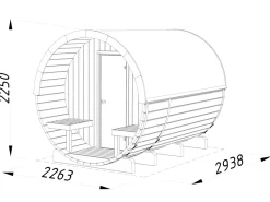 Sauna en bois blanc Anita 1,60+0,70 m² 6 Pers.