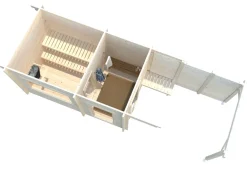 Sauna en bois blanc Sanna 6,80+5,90 m² 3 Pers.