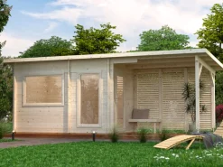 Sauna en bois blanc Sanna 6,80+5,90 m² 3 Pers.