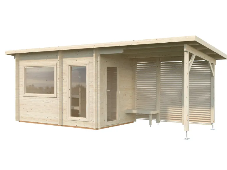Sauna en bois blanc Sanna 6,80+5,90 m² 3 Pers.