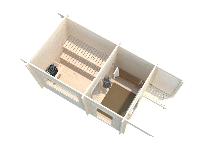 Sauna en bois blanc Sanna 6,80 m² 3 Pers.
