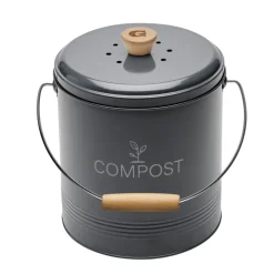 Seau à compost cuisine 4,5L rond gris avec filtre