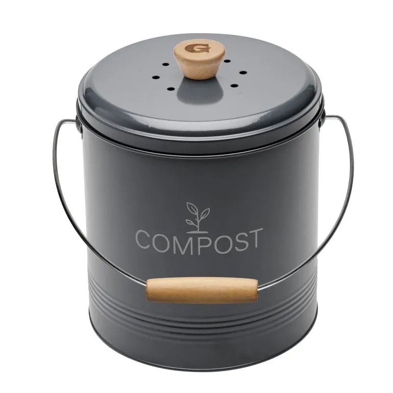 Seau à compost cuisine 4,5L rond gris avec filtre