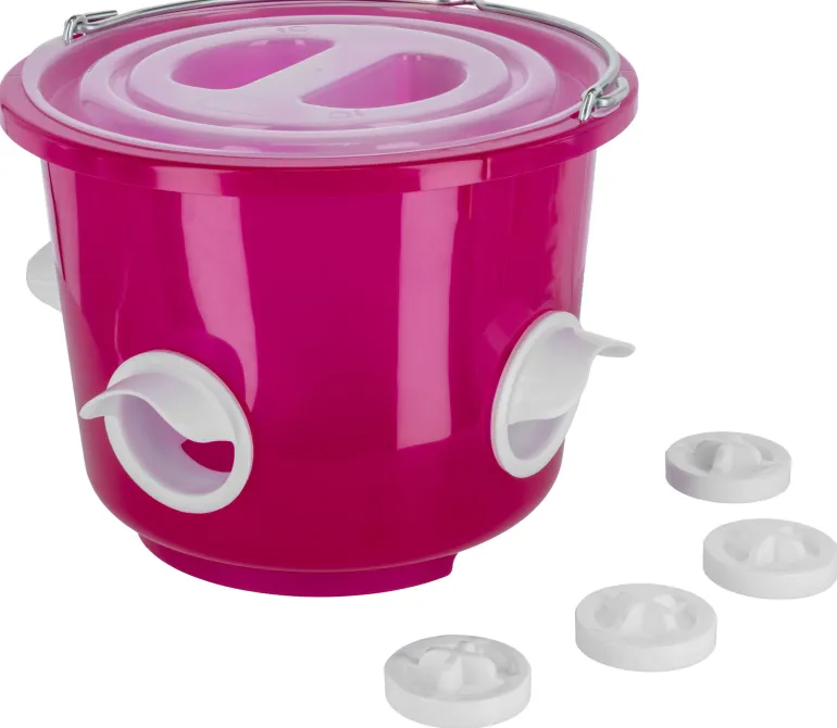 Seau mangeoire pour volaille rose transparent 12L KERBL