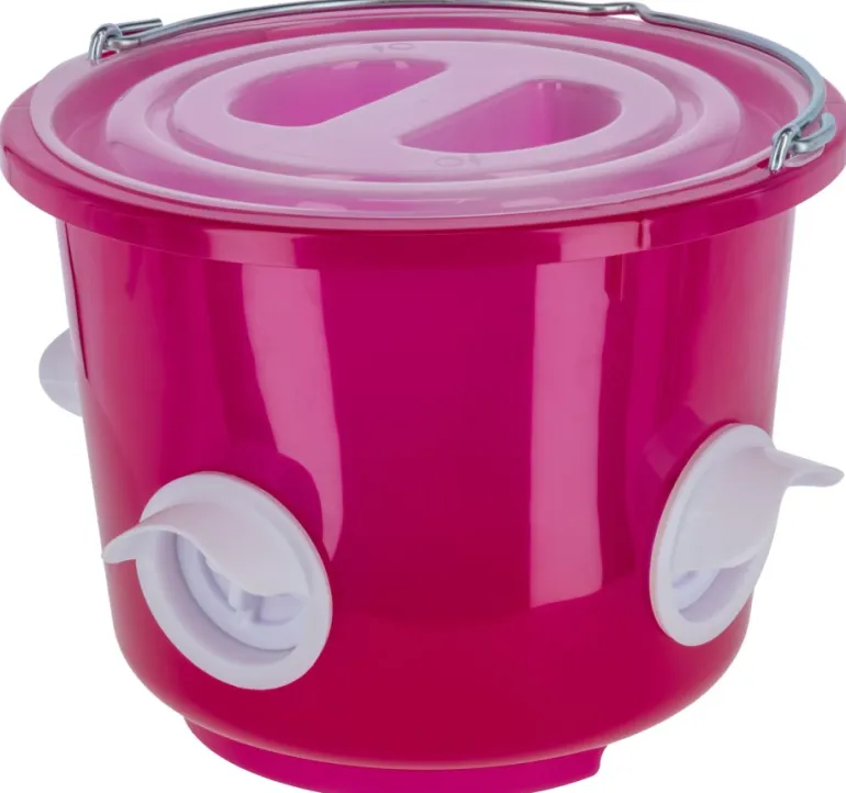 Seau mangeoire pour volaille rose transparent 12L KERBL