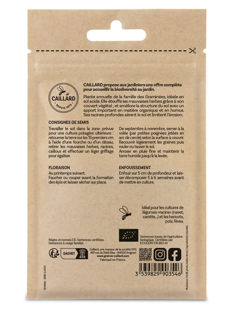 Seigle améliore la structure du sol 10g Bio CAILLARD