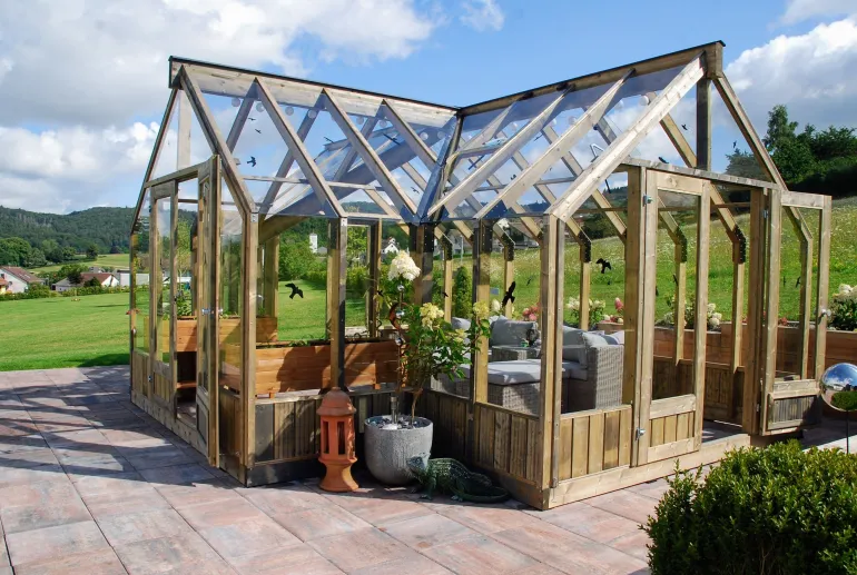 Serre en bois blanc traité Emilia 19,10 m²