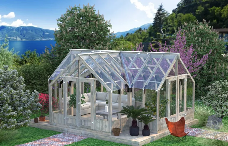 Serre en bois blanc traité Emilia 19,10 m²