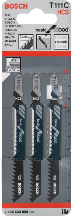 Set de 3 Lames de scie sauteuse Bosch T 111 C