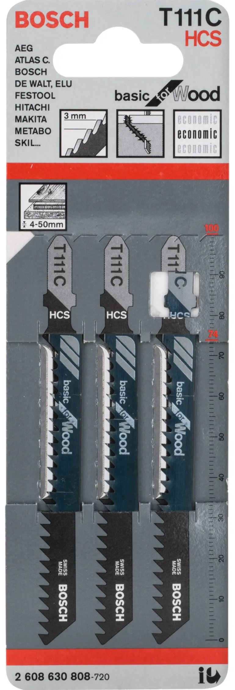 Set de 3 Lames de scie sauteuse Bosch T 111 C