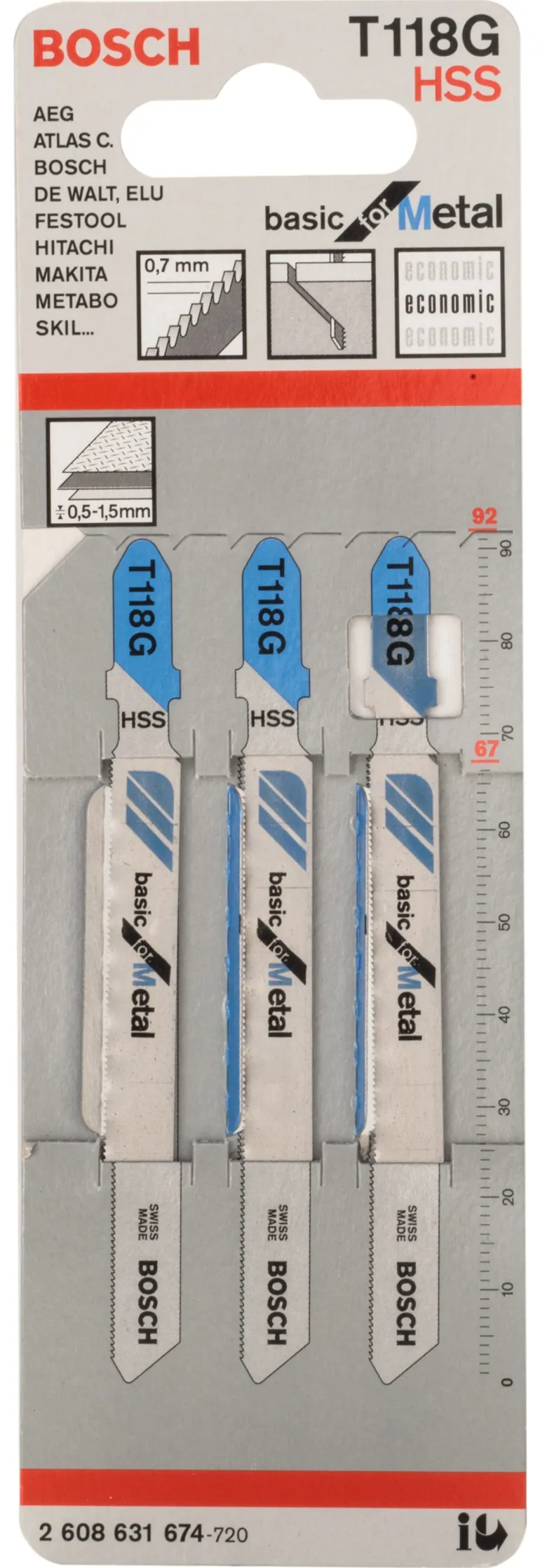 Set de 3 Lames de scie sauteuse 92mm HSS - T 118 G